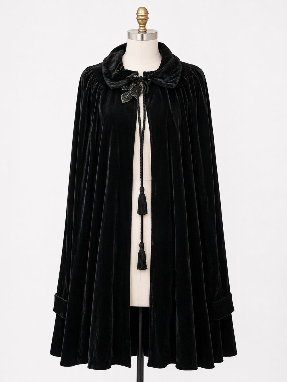 Vintage Black Velvet Women's Coat Large XL Velour Evening Cape